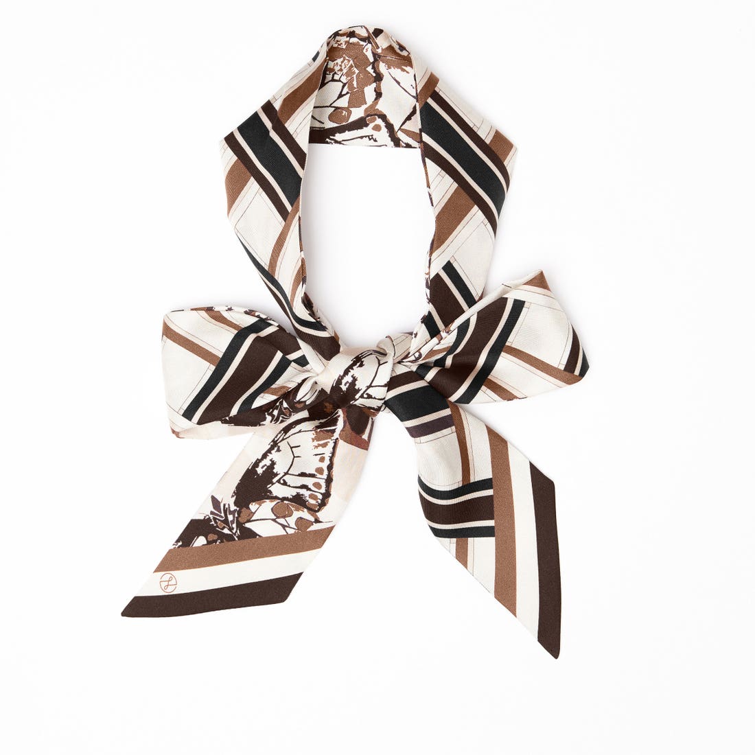 Lost Pattern x Leatherology Silk Twilly Scarf - Neutral - Neutral - LOST PATTERN Silk Skinny Scarf