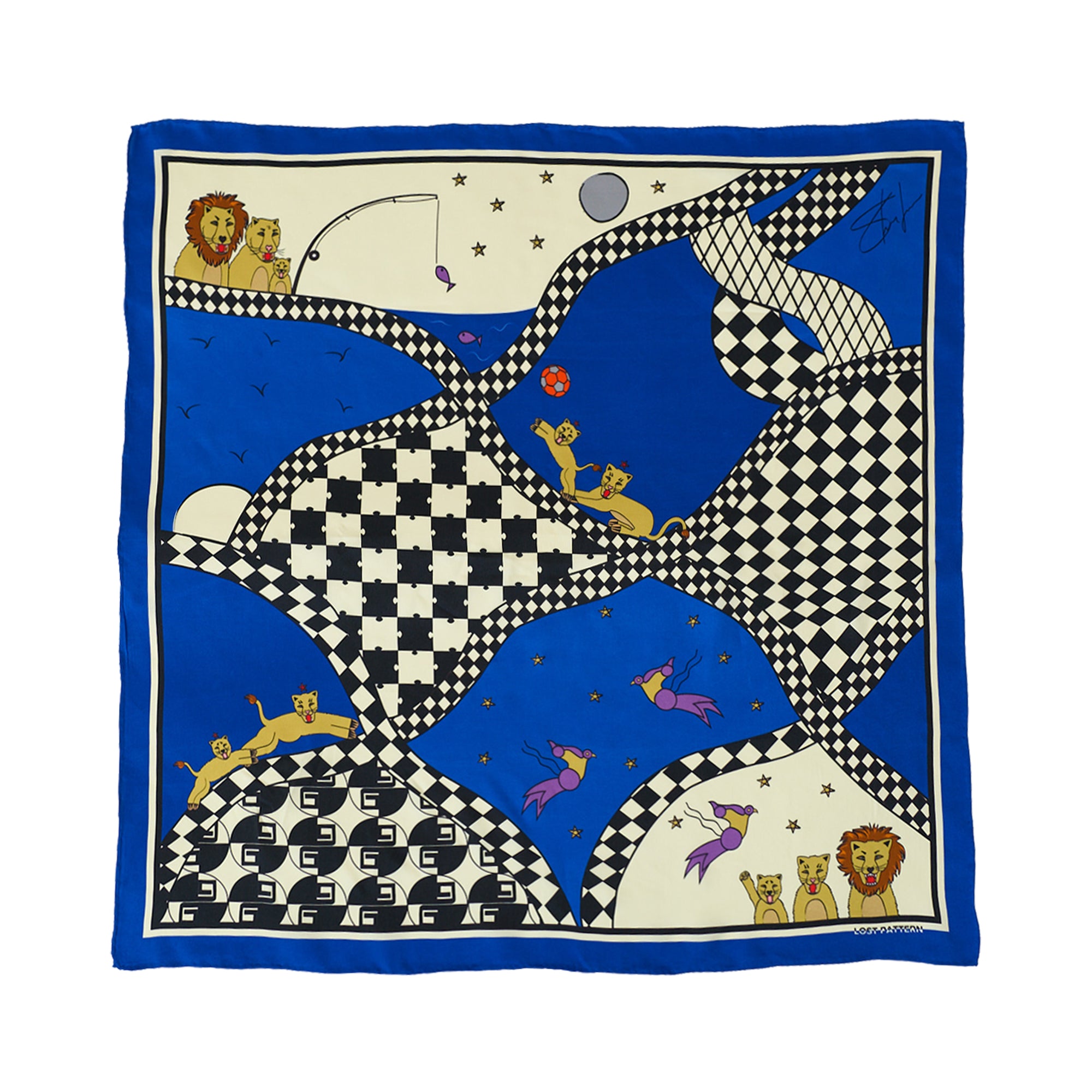 "Journey" Silk Scarf by SHANTALL LACAYO - Electric Blue - Electric Blue - LOST PATTERN Silk Square Scarf