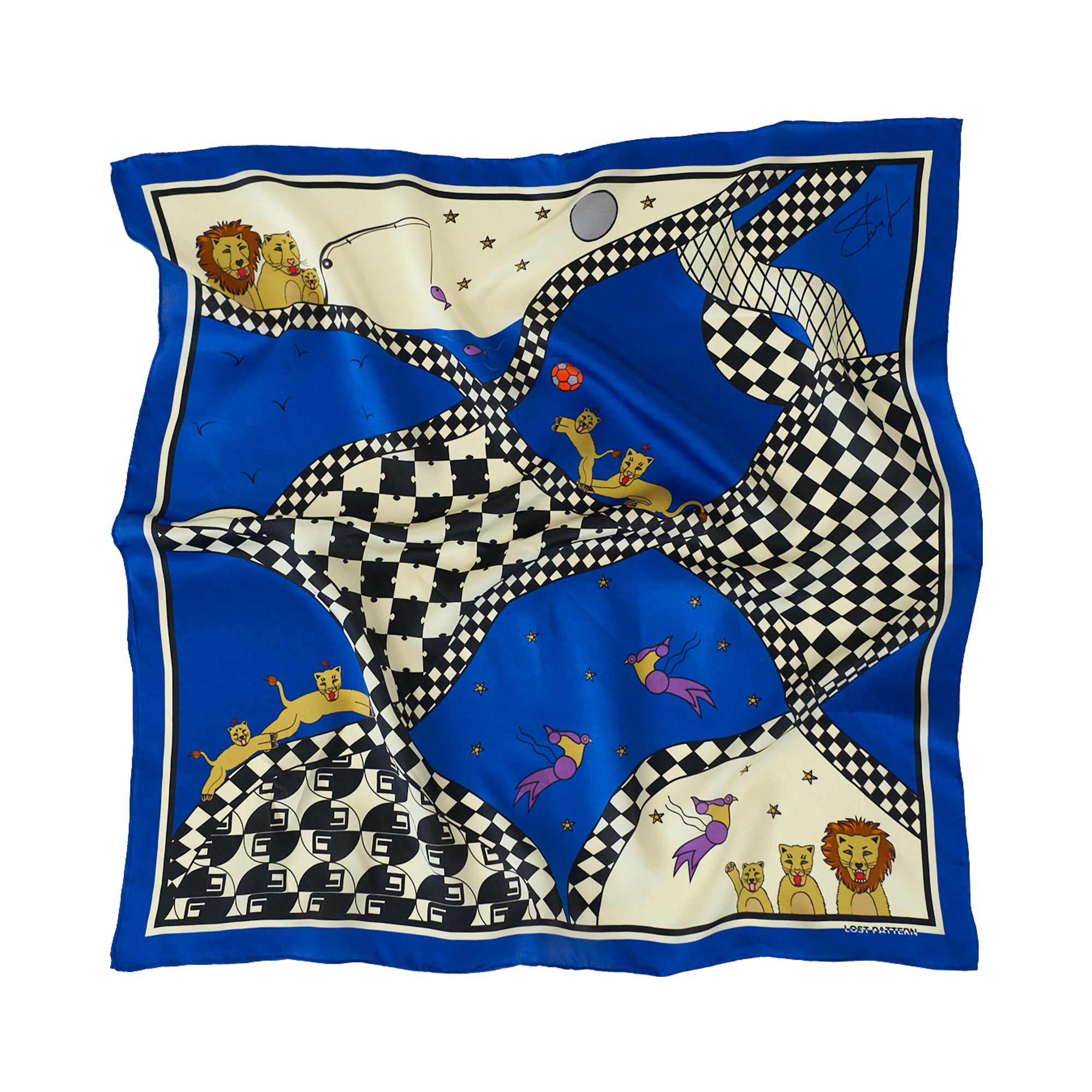 "Journey" Silk Scarf by SHANTALL LACAYO - Electric Blue - LOST PATTERN Silk Square Scarf