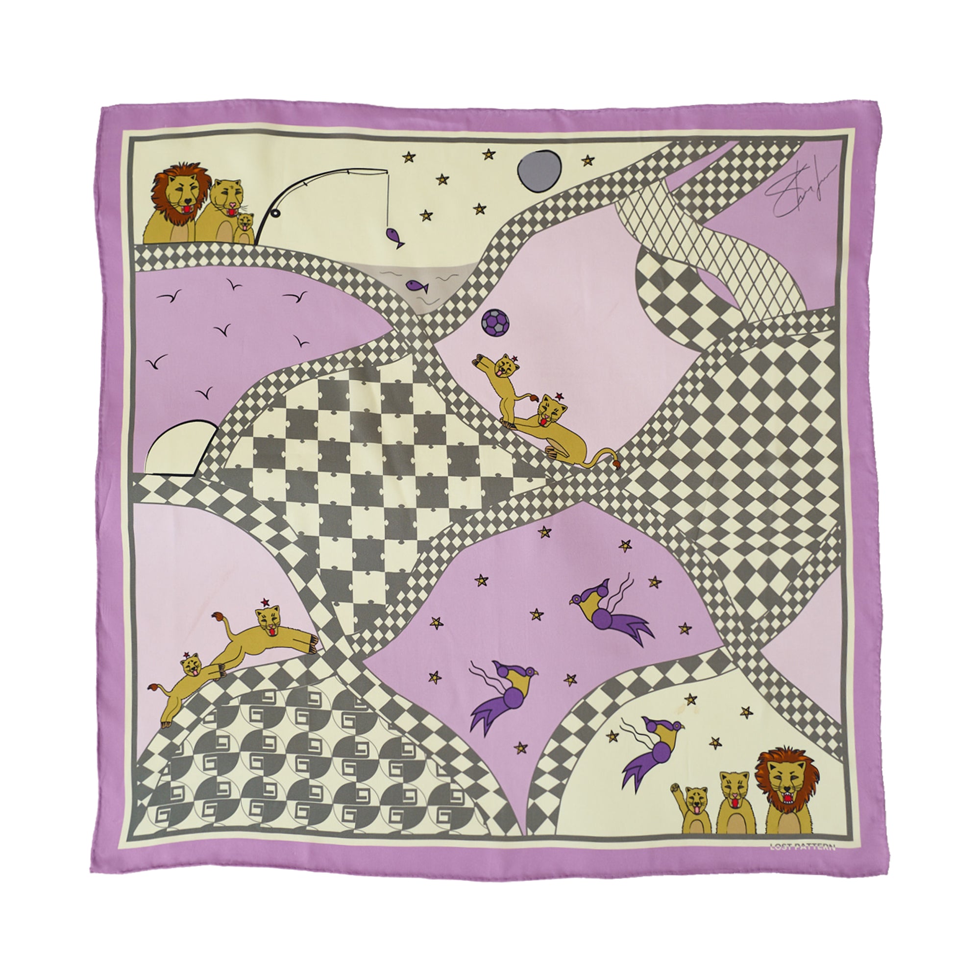 "Journey" Silk Scarf by SHANTALL LACAYO - Lavender Pink - Lavender Pink - LOST PATTERN Silk Square Scarf