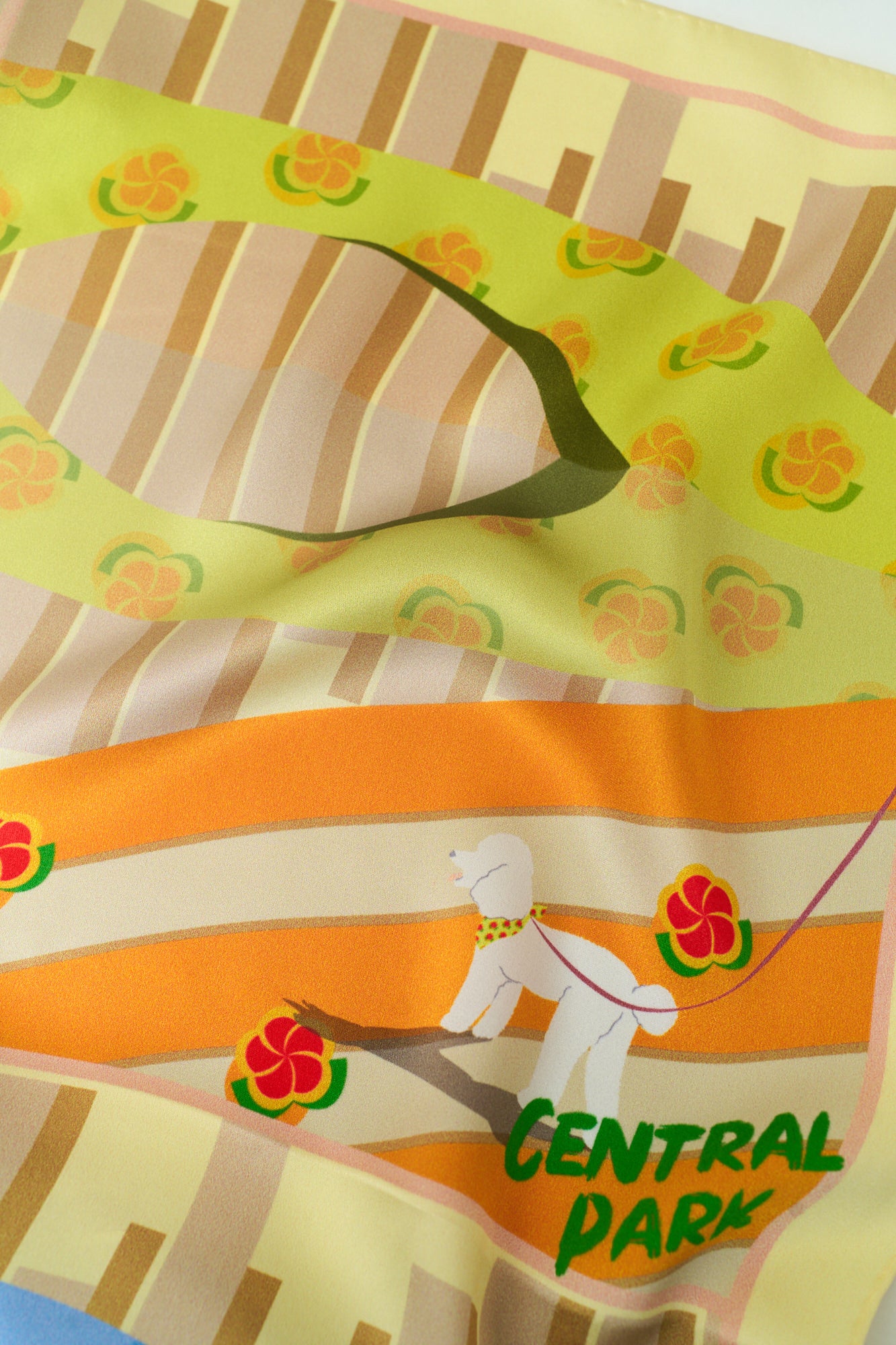 "Seasons in the Park" Silk Scarf - Yellow - LOST PATTERN Silk Square Scarf