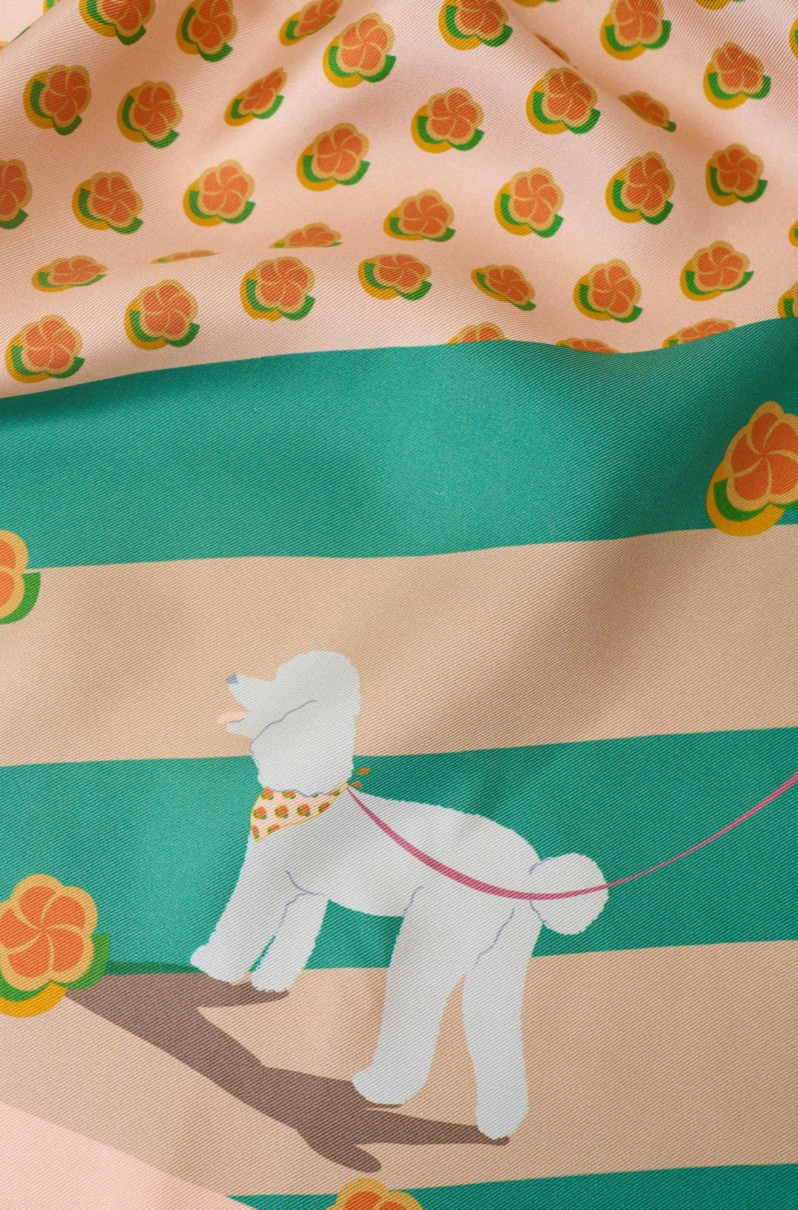 "Pandita the Dog" Silk Bandana - Orange - LOST PATTERN Silk Square Scarf