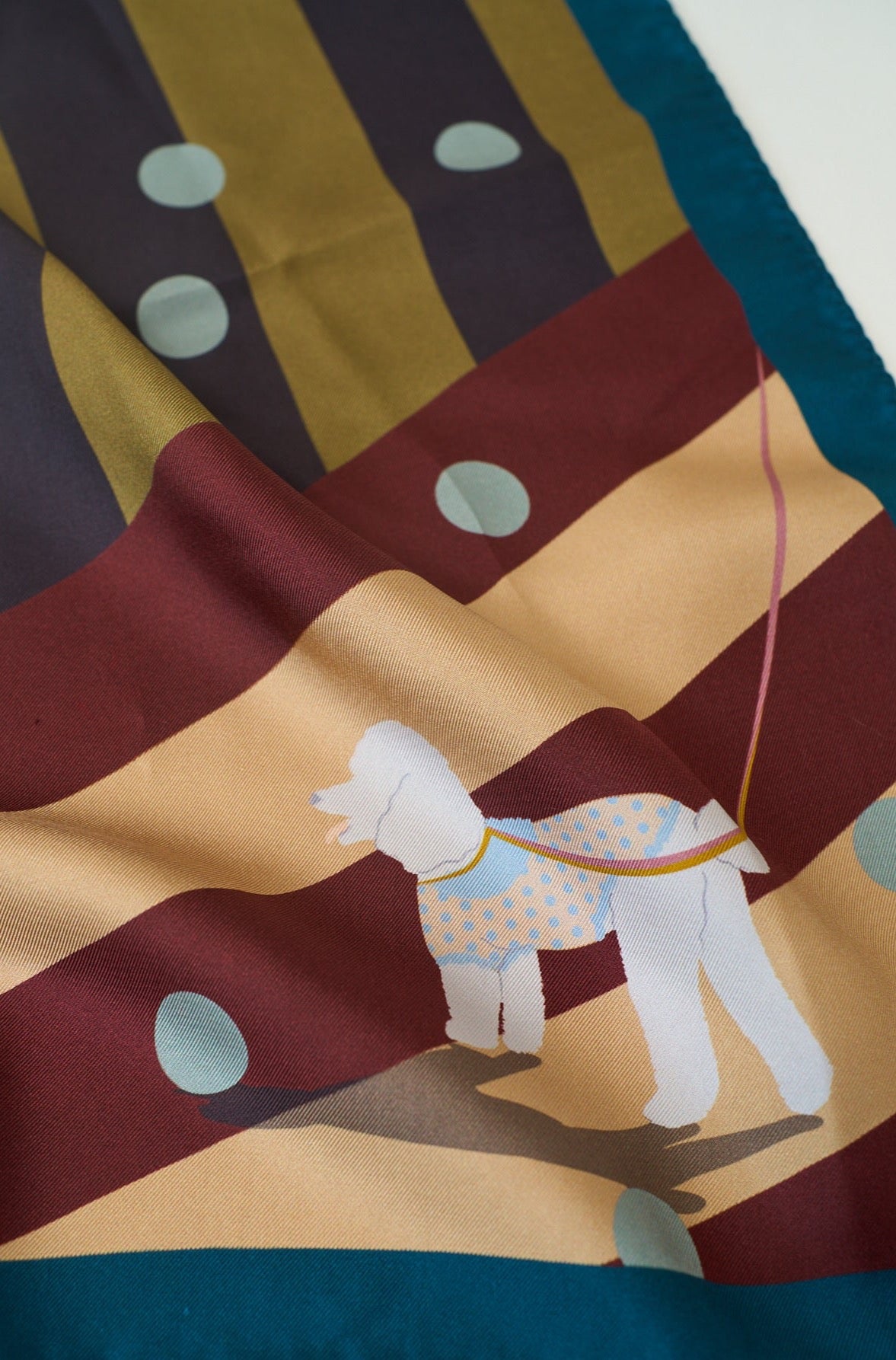 "Pandita the Dog" Silk Bandana - Coffee - LOST PATTERN Silk Square Scarf